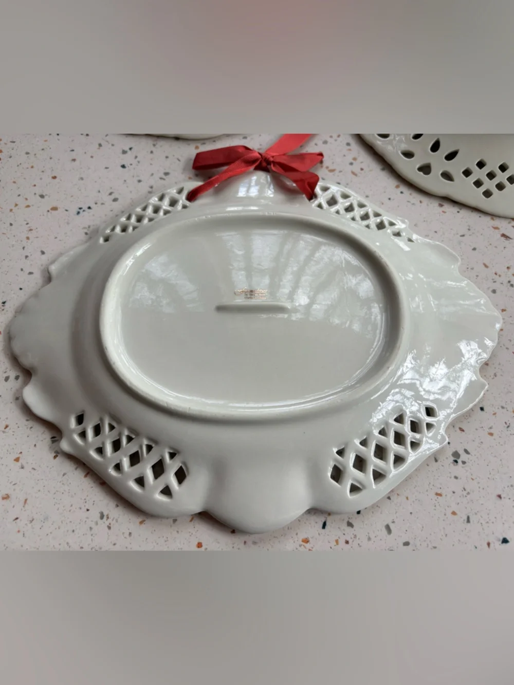 Baum Bros “Amalfi” Porcelain Plate Set – Rose Floral Ribbon Wall Plates Set of 3